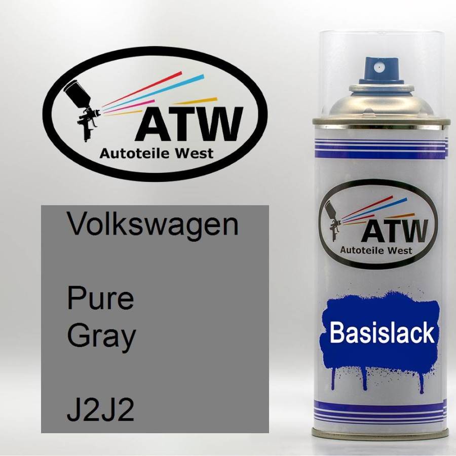 Volkswagen, Pure Gray, J2J2: 400ml Sprühdose, von ATW Autoteile West.